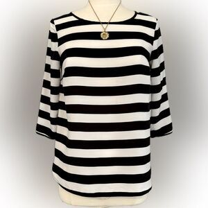 Timeless! Ann Taylor Petite black & white striped top!